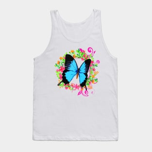 Colorful Papillon - Cute Butterfly - Girlie - Flower Pattern Tank Top